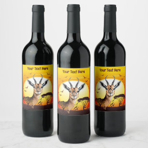 Rótulo De Garrafa De Cerveja Gazelle African Antelope Wild Animal