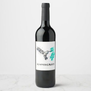 Rótulo De Garrafa De Cerveja Geométrica de Hummingbird