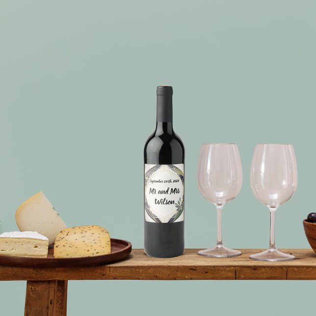 Rótulo De Garrafa De Cerveja Geométrico Moderno com Casamento de Flores Pequena (Criador carregado)