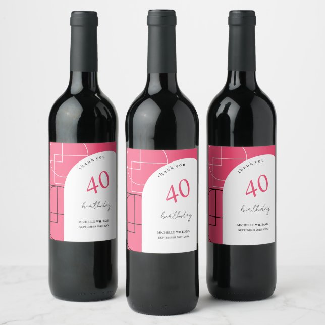 Rótulo De Garrafa De Cerveja Geométrico Moderno Rosa Artístico (Garrafas)