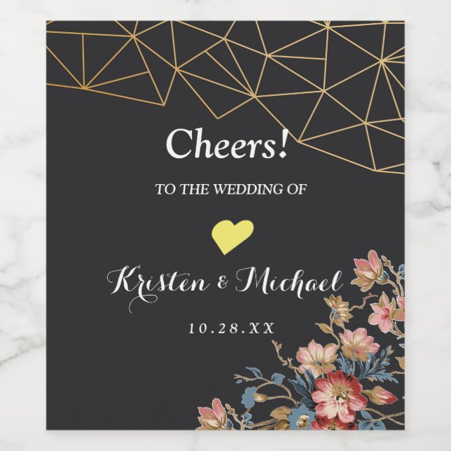 Rótulo De Garrafa De Cerveja Geométrico ouro (Rótulo Único)