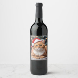 Rótulo De Garrafa De Cerveja Ginger British Shorthair Christmas