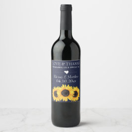 Rótulo De Garrafa De Cerveja Girasóis Amor Azul & Obrigado Casamento