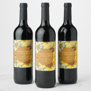 Rótulo De Garrafa De Cerveja Girassóis de Terracota Flores Silvestres Casamento