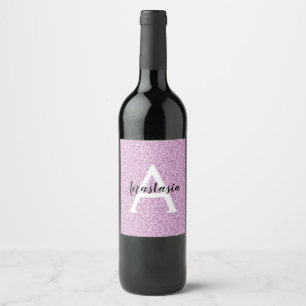 Rótulo De Garrafa De Cerveja Girly Glam Roxo Brilho Faíscas Monograma Nome