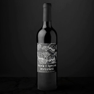 Rótulo De Garrafa De Cerveja Giz Rosa do crânio   Funky Black Gótica White Gr