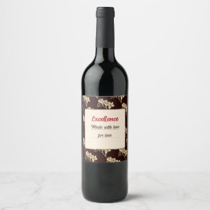 Rótulo De Garrafa De Cerveja Gladioli asiático elegante floral castanho floral