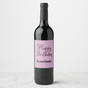 Rótulo De Garrafa De Cerveja Glam Happy Birthday Roxple Glitter Nome do Sparkle