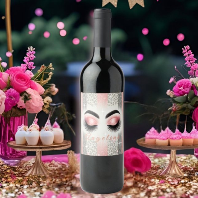 Rótulo De Garrafa De Cerveja Glashes Cinzentos Rosa-Quadrado ( Glam up your bachelorette party with this customizable wine label! Perfect for a bride’s last bash.)