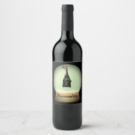 Rótulo De Garrafa De Cerveja Globo negro de neves do morcego