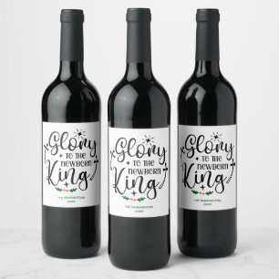 Rótulo De Garrafa De Cerveja Glória ao Novo Rei Nascido Cristo Personalizado Re