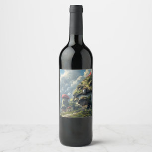 Rótulo De Garrafa De Cerveja Gnomo bonito, cogumelo