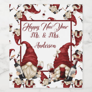 Rótulo De Garrafa De Cerveja Gnomos de Vinhos felizes anos novos