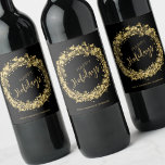 Rótulo De Garrafa De Cerveja Gold and Black Happy Holidays<br><div class="desc">Happy Holidays in chic lettering is surrounded by gold circles,  stars and dots on a black background and your personalization at the bottom of these wine labels. MATCHING items in our store.</div>