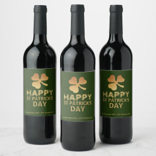 Rótulo De Garrafa De Cerveja Gold Foil Shamrock, Partido do Dia de São Patríc
