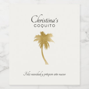 Rótulo De Garrafa De Cerveja Goldtone Palm Tree Coquito