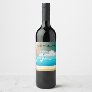 Rótulo De Garrafa De Cerveja golfinhos respirando no oceano