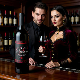 Rótulo De Garrafa De Cerveja Gothic Red Damask Rose Wedding