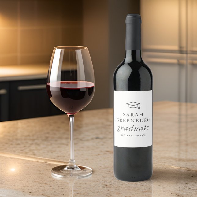 Rótulo De Garrafa De Cerveja Graduação Chic Simples Mínima Moderna do formando (Criador carregado)