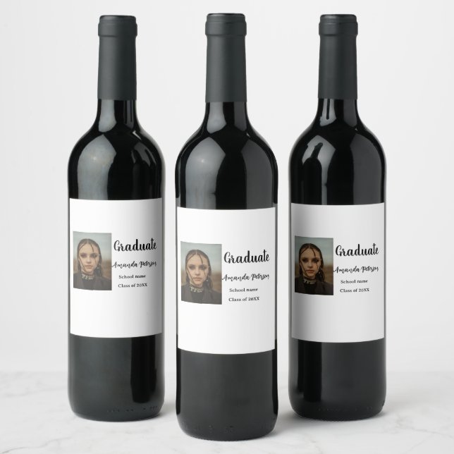 Rótulo De Garrafa De Cerveja Graduação clássica adicione nome de foto classe an (Garrafas)