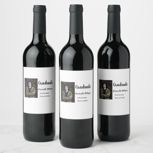 Rótulo De Garrafa De Cerveja Graduação clássica adicione nome de foto classe an (Garrafas)