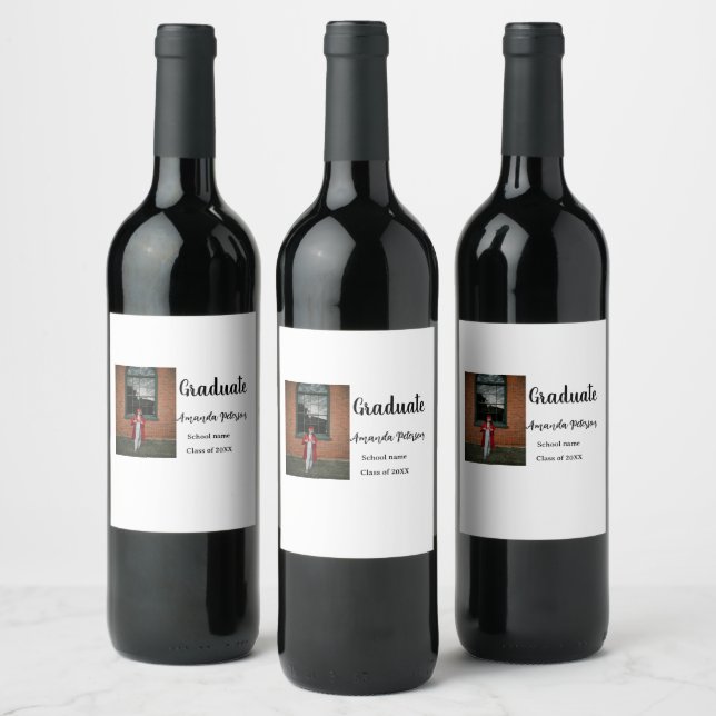 Rótulo De Garrafa De Cerveja Graduação clássica adicione nome de foto classe an (Garrafas)