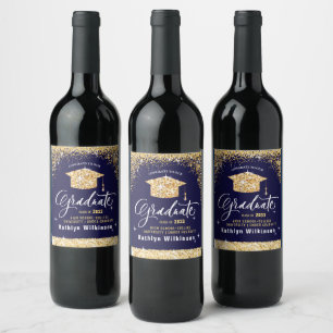 Rótulo De Garrafa De Cerveja Graduação de Fotos Elegante Glitter Dourada com