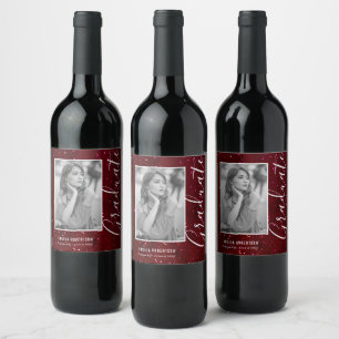 Rótulo De Garrafa De Cerveja Graduação de Fotos Personalizadas com Glitter de