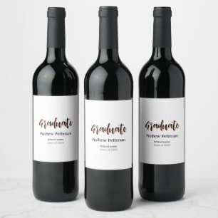 Rótulo De Garrafa De Cerveja Graduação moderna de classe negra simples e a pret