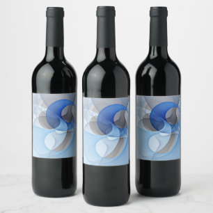 Rótulo De Garrafa De Cerveja Gráfico de Arte Fractal de Cinza Azul Moderno