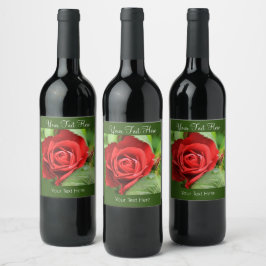 Rótulo De Garrafa De Cerveja Grande Flor Rosa vermelha