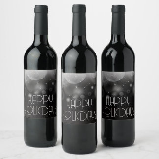Rótulo De Garrafa De Cerveja Grandes Bolhas Bokeh Preto Feliz Natal