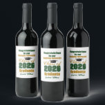 Rótulo De Garrafa De Cerveja Green Gold Class of 2026 Custom Graduation Party<br><div class="desc">Customize your own green and gold Class of 2026 graduate wine labels for a college graduation party. Cool varsity letters for the year on great custom labels for university senior gifts.</div>