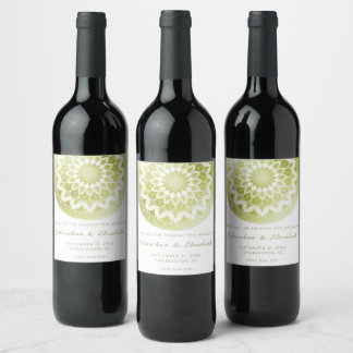 Rótulo De Garrafa De Cerveja Green Lace Mandala Wedding Wine Label