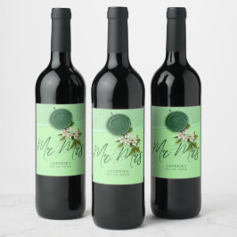Rótulo De Garrafa De Cerveja Green Seal Wedding Wine Label