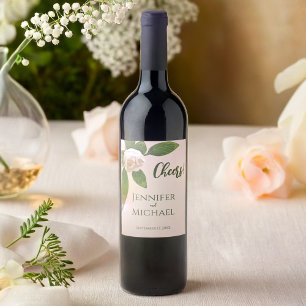 Rótulo De Garrafa De Cerveja Greenery Floral Simples Casamento Elegante