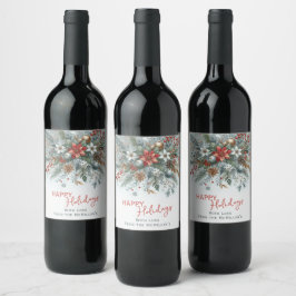 Rótulo De Garrafa De Cerveja Grinalda Floral Azul Verde Teal Vermelho Escuro El