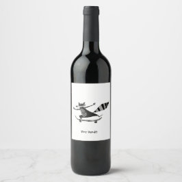 Rótulo De Garrafa De Cerveja Guaxinim de Skate – Animal Guaxinim Caprichoso