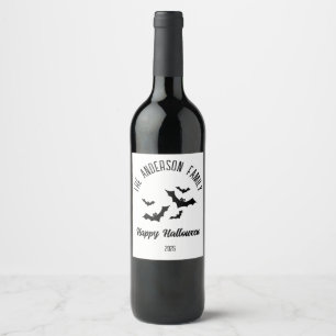Rótulo De Garrafa De Cerveja Halloween Black Bats Personalizado Nome Ano