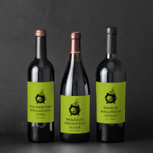 Rótulo De Garrafa De Cerveja Halloween elixir tem um caldeirão personalizado en