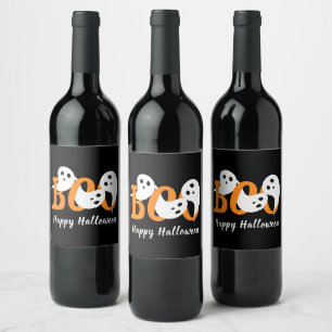 Rótulo De Garrafa De Cerveja Halloween Fantasmas Boo Negro