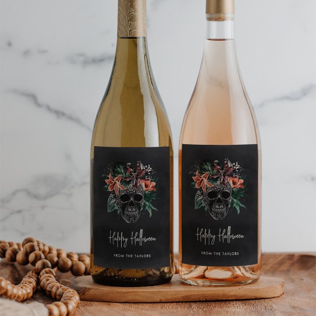 Rótulo De Garrafa De Cerveja Halloween Tropical Floral (Criador carregado)