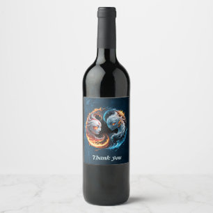 Rótulo De Garrafa De Cerveja Harmonia elementar, yin e yang da natureza.