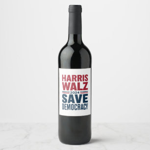 Rótulo De Garrafa De Cerveja Harris Walz Salva a Democracia