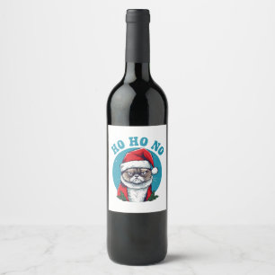 Rótulo De Garrafa De Cerveja Ho ho não - gato engraçado e rabugento de papai no