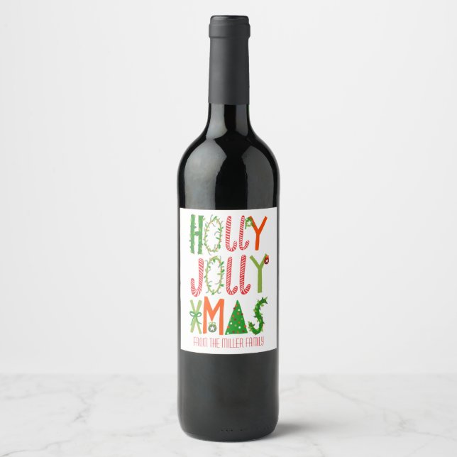 Rótulo De Garrafa De Cerveja HOLLY JOLLY XMAS Natal PERSONALIZADO (Frente)