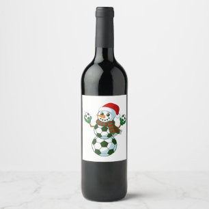 Rótulo De Garrafa De Cerveja Homem de Neve Futebol Natal Amantes do Esporte