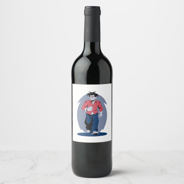 Rótulo De Garrafa De Cerveja Homem zangado andando (Frente)