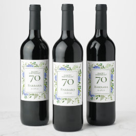Rótulo De Garrafa De Cerveja Hortênsias Azuis para 70º Aniversário