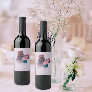 Rótulo De Garrafa De Cerveja Hortênsias Roxas Lavanda Azul Casamento Dourado